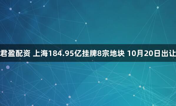 君盈配资 上海184.95亿挂牌8宗地块 10月20日出让