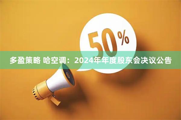 多盈策略 哈空调：2024年年度股东会决议公告