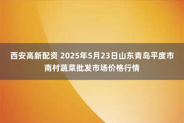 西安高新配资 2025年5月23日山东青岛平度市南村蔬菜批发市场价格行情