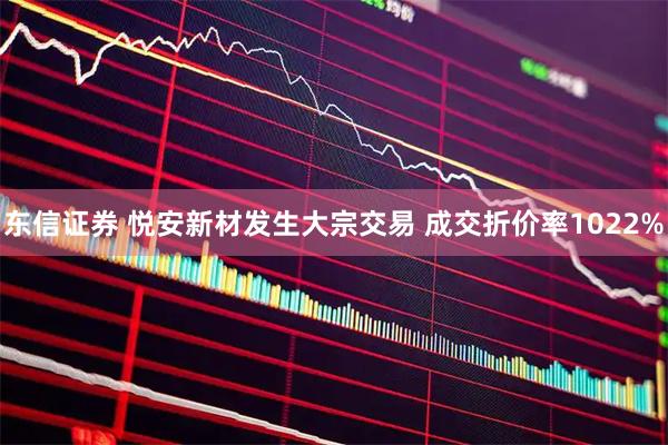 东信证券 悦安新材发生大宗交易 成交折价率1022%