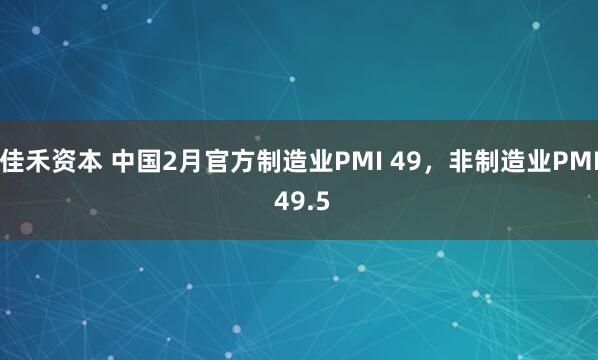 佳禾资本 中国2月官方制造业PMI 49，非制造业PMI 49.5